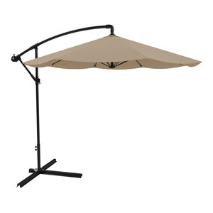 Outdoor Patio Umbrella 10 Aluminum Cantilever Crank And Base Contemporary Outdoor Umbrellas By Onebigoutlet