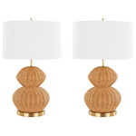 LumiSource - Belle 27" Rattan Table Lamp, Set of 2 - Introducing the Belle Table Lamp by LumiSource! This curvaceous contemporary lamp is bound to draw attention with tis natural rope rattan body and royal gold metal accents. Featuring a linen shade, the Belle Table Lamp will beautifully illuminate any space!