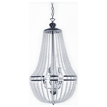 6-Light Incandescent Chandelier Polished Chrome With Clear Glass Beads