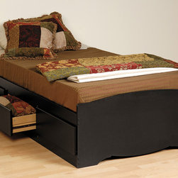 Prepac Platform Storage Bed in Black - Platform Beds
