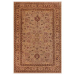 Bareens Designer Rugs - Shabby Chic Ziegler Kate Gray Brown Hand-Knotted Wool Rug - 10'0'' x 13'10'' - Enhance the ambiance of your home with this magnificent Persian-influenced Turkish hand-knotted rug made by skilled artisans capable of creating the most exceptional vegetable dyes and hand-spun wool. This exquisite handmade rug is a one-of-a-kind Peshawar Kafkaz, otherwise identified as Chobi, Chobi Peshawar, Oushak, or Ziegler rug. These handmade rugs are crafted in Pakistan utilizing superior-quality wool imported from Australia, New Zealand, and Korea in two types of weaves: the Persian weave and the Mori weave. This rug is meticulously crafted by hand using the finest natural vegetable dyes extracted from local plants. The artisans use a blend of hand-spun local and fine merino wool, resulting in a rug with a compelling texture, higher lanolin content, and longer staple. The artisans occasionally incorporate natural or artificial silk into the pile to enhance specific motifs. The finished product is an awe-inspiring execution of flawless design and an understated palette that exudes elegance.