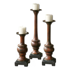 www.essentialsinside.com: kezia wooden candleholders, set of 3 - Candleholders