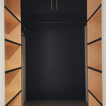 Modern Custom Mudroom & Entryway Storage with Satin Black Cabinetry and White Oa