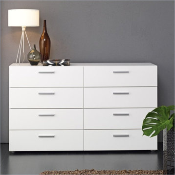 Tvilum Austin Contemporary 8 Drawer Double Dresser in White