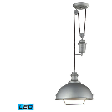Farmhouse Aged Pewter Pendant, Led Offering Up To 800 Lumens