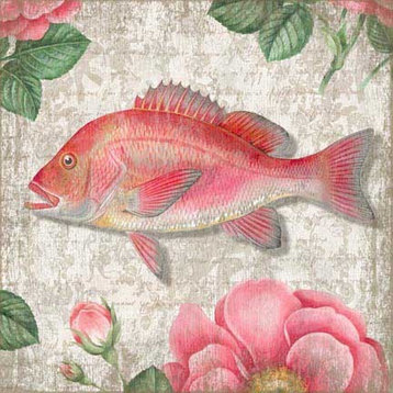 Suzanne Nicoll Coastal Snapper Pink Wood Panel Sign