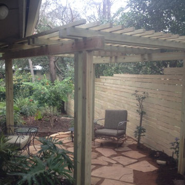 side yard landscape renovation and sitting arbor