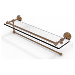 Allied Brass - Wavwely Place Paper Towel Holder with 22" Gallery Glass Shelf, Brushed Bronze - Maximize space and efficiency with this beautiful glass shelf and paper towel holder combination. Gallery rail will keep your items secure while the integrated paper towel holder provides a creative space for your roll. Made of solid brass and tempered