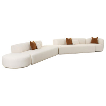 Fickle Cream Boucle 5-Piece Modular Chaise Sectional