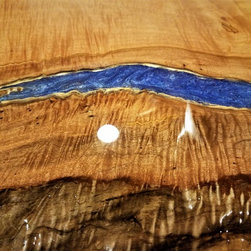 Epoxy River Table - Natural Edge Maple Slab - 3D Color - Furniture