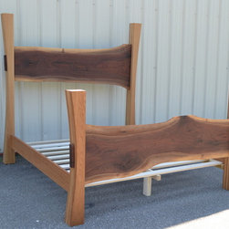 Live Edge Walnut King Sized Bed with White Oak Posts - Products