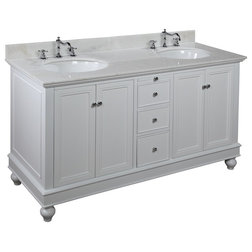 Transitional Bathroom Vanities And Sink Consoles Bella 60-in Double Sink Bath Vanity (White/White)