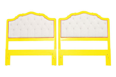 Twin head boards reupholstered and lacquered