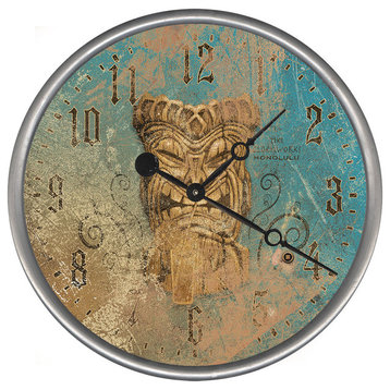 Tiki Round Vintage Clock, 23"