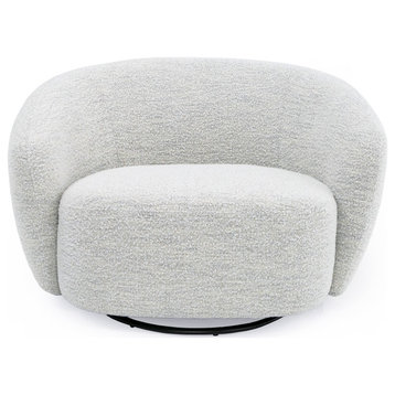 Modrest Omaha Modern Swivel Off White Fabric Chair