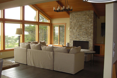 Living room - coastal living room idea in Portland