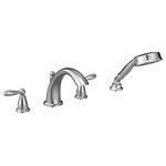 Moen - Moen Brantford 2-Handle Low Arc Roman Tub Faucet Includes Hand Shower, Chrome - With intricate architectural features that transcend time, Brantford faucets and accessories give any bath a polished, traditional look. Classic lever handles, a tapered spout and globe finial give this collection universal appeal.