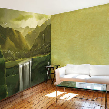 Nature wallpaper for living room wall decor using custom wallpaper maker on wall