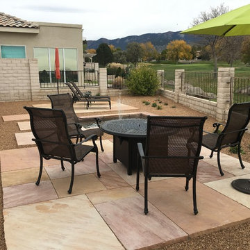 Flagstone Patio With Water Feature