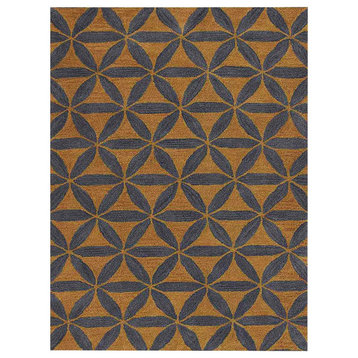 Hand Tufted Wool Wool Area Rug Contemporary Gold Blue