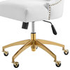 Computer Work Desk Tufted Chair, Velvet, Gold White, Home Business Office