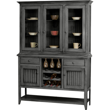 Coastal Dining Hutch and Buffet with Wine Rack, Iron Ore