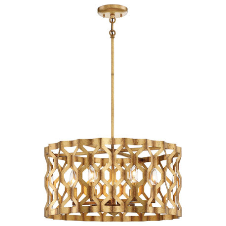 Metropolitan N6775-293 Coronade 5 Light 22"W Drum Chandelier - Pandora Gold