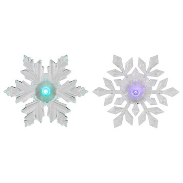 Set of 2 LED Lighted Snowflake Christmas Window Decorations, 5.5-Inch