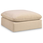 Meridian Furniture - Comfy Beige Linen Textured Fabric Modular Chair, Beige, Velvet, Ottoman - Give your space a whole new look with this beige Comfy velvet ottoman. This handsome ottoman fits nicely with other items in the Comfy collection and is a versatile seating option designed for adaptability, comfort and style. Wrapped in rich beige durable velvet upholstery, this ottoman offers a plush embrace of overstuffed down feather cushions, carefully crafted to deliver the highest level of comfort. The perfect seat for creating an oasis for relaxation, this ottoman has thick foam surrounding its frame for added support and coziness.