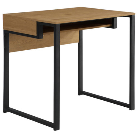 Loft Lyfe Edie Desk, Open Front Storage, Natural/Black 31.5Lx23.6Wx30H