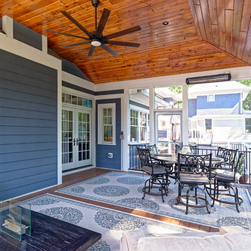 Warm, Relaxing Tray Ceiling Screened Porch + Timbertech Deck in Arlington, VA