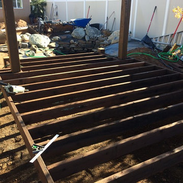 Azumaya/deck structure with fish pond