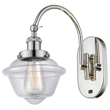 Oxford Sconce, Polished Nickel, Clear, Clear