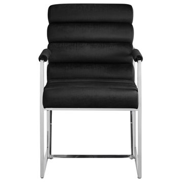 Inspired Home Maddyn Dining Chair, Velvet Black/Chrome