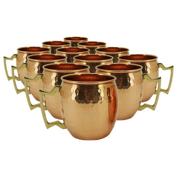 Set of 12 Modern Home Authentic 100% Solid Copper Hammered Moscow Mule Mug - Ha