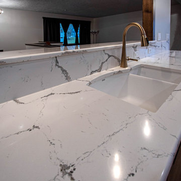 New Cambria Queensbury Countertops, Gloss Tile Backsplash and LVT Flooring