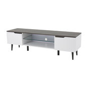 Rowan Mid-Century Modern Two-Toned TV Stand, White Matte/Gray