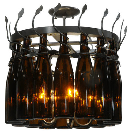 20 Wide Tuscan Vineyard Estate 16 Wine Bottle Chandelier