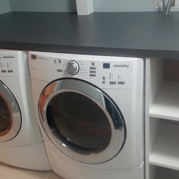 Basement finishing with full bath and laundry room