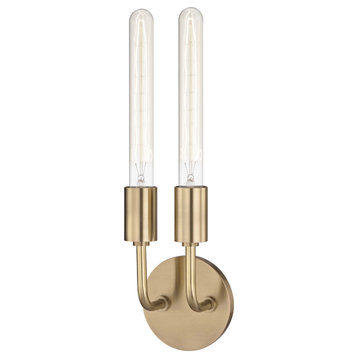 Ava 2 Light Wall Sconce in Aged Brass