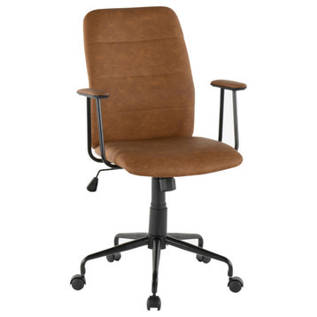 Lumisource Fredrick Office Chair, Brown PU Leather, Brown Pu