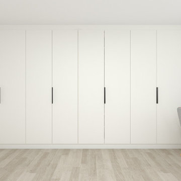Fitted Hinged Wardrobe in Alpine white Beige Linen | Inspired Elements