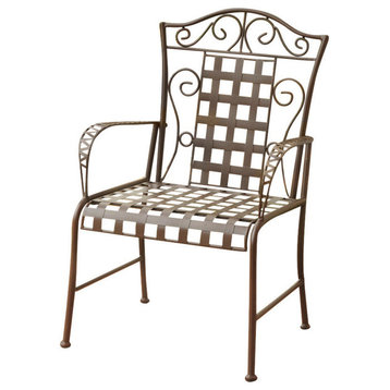 Mandalay Iron Lattice Lawn Chairs, Set of 2, Rustic Brown