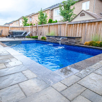 Rectangle Pool with waterfall accent - North Burlington