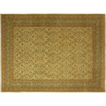 Bareens Designer Rugs - Turkish Knotted Istanbul Sparkle Tan/ Green Wool Rug - 10'1'' x 13'10'' - Designed with a mesmerizing intricate traditional motif this glorious hand knotted rug is a masterpiece that will fill any space with sophistication and grace. An exhilarating color pallet with an elaborate design, this masterpiece features luxurious hand spun wool with all vegetable dyes to add comfort and style to your decor. The design, color and beautiful chromatic composition with a sheen in traditional and transitional designs, exude beauty, elegance and quality make this rug a masterpiece of its own.