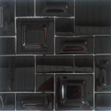 Night Black Blend Glass Mosaic Tile For Kitchen Wall Covering