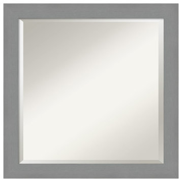 Brushed Nickel Beveled Bathroom Wall Mirror - 23.5 x 23.5 in.