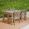 Heraldo 5-Piece Grey-washed Wood Patio Table and Armchair Dining Set