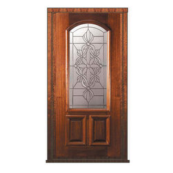 Prehung Single Door 80 Wood Mahogany Evangeline Arch Lite Glass - Front Doors
