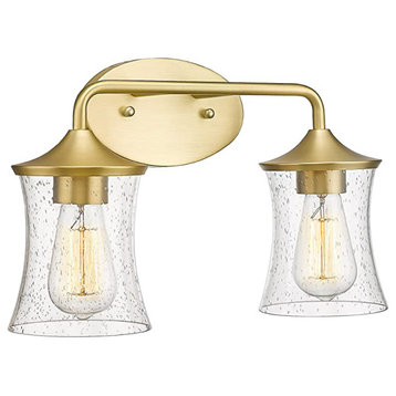 2-Light brushed gold vanity light Glass& Metal led light led Wall light fixtures